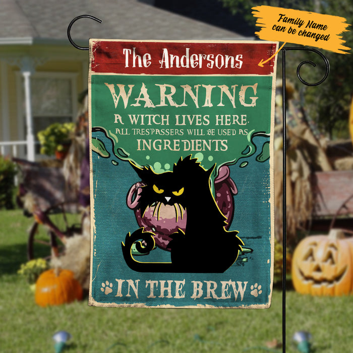 Personalized Witch Black Cat No Trespassing Halloween Flag SB81 87O57 1
