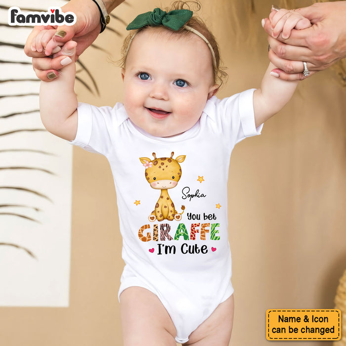 Personalized Gift For Infant - Custom You Bet Giraffe I'm Cute Baby Onesie 27557 1