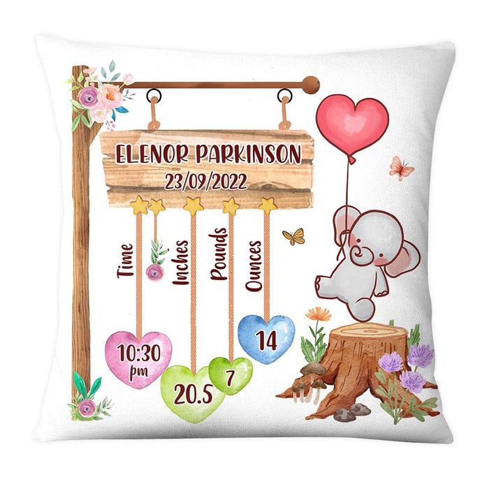 Personalized Gift For Nursery - Customizable Baby Elephant Story Pillow 27559 1