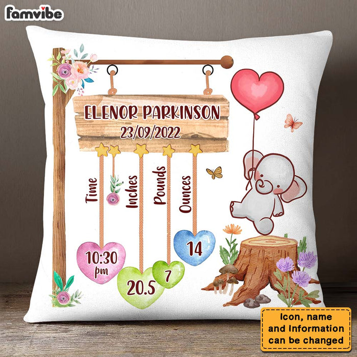 Personalized Gift For Nursery - Customizable Baby Elephant Story Pillow 27559 1