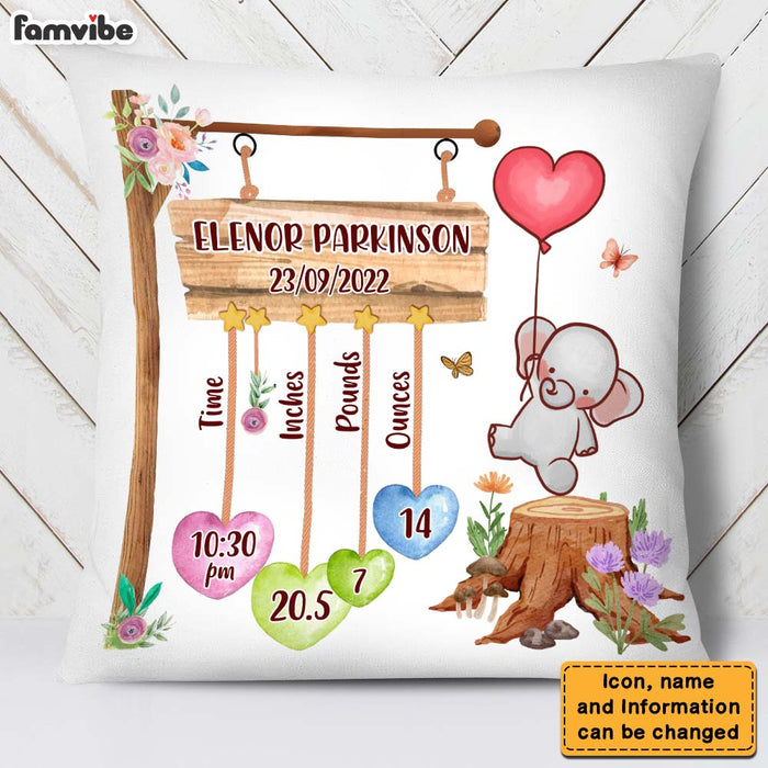 Personalized Gift For Nursery - Customizable Baby Elephant Story Pillow 27559 1