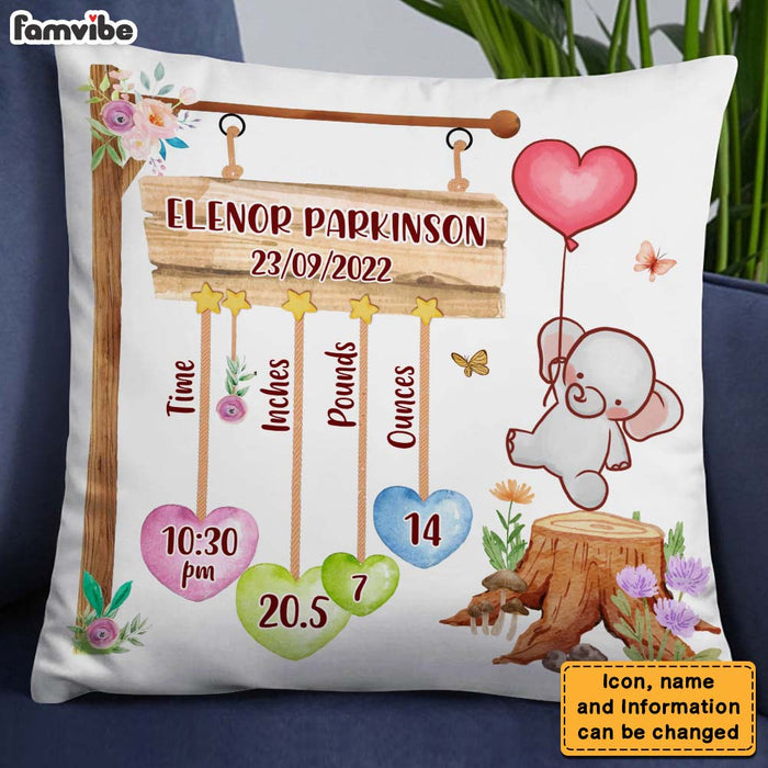 Personalized Gift For Nursery - Customizable Baby Elephant Story Pillow 27559 1
