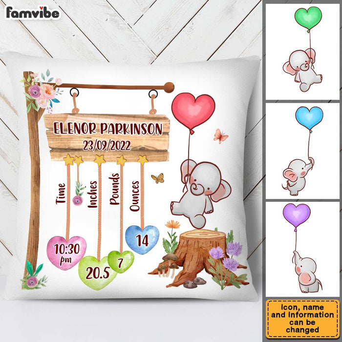 Personalized Gift For Nursery - Customizable Baby Elephant Story Pillow 27559 1