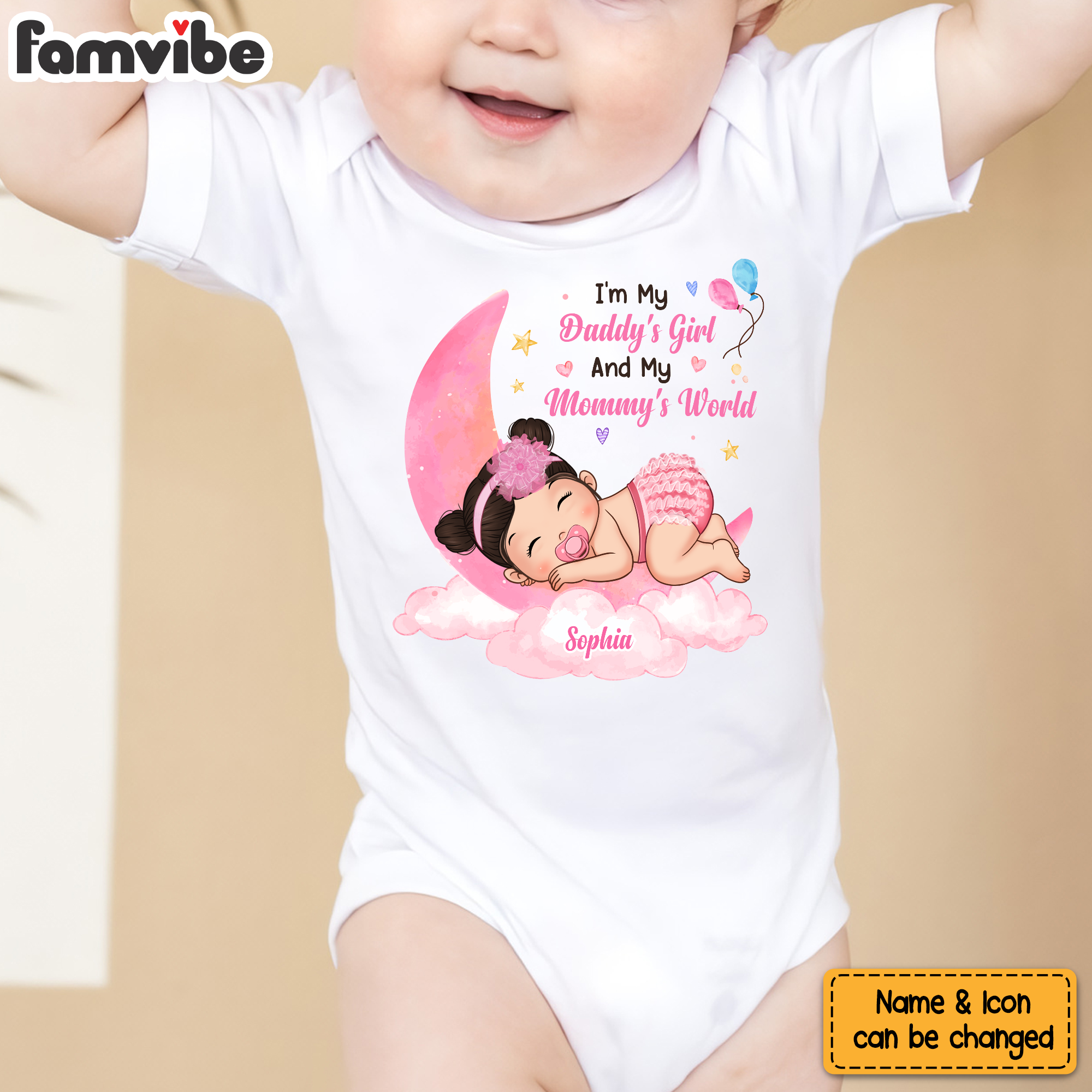 Personalized Gift For Newborn Baby Sleeping I'm My Daddy's Girl And My Mommy's World Baby Onesie 27560 Primary Mockup
