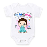 Personalized Gift For Newborn Baby New To The Herd Baby Onesie 27561 thumb 1