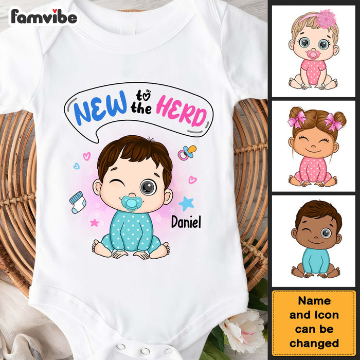 Personalized Gift For Newborn Baby New To The Herd Baby Onesie 27561 1