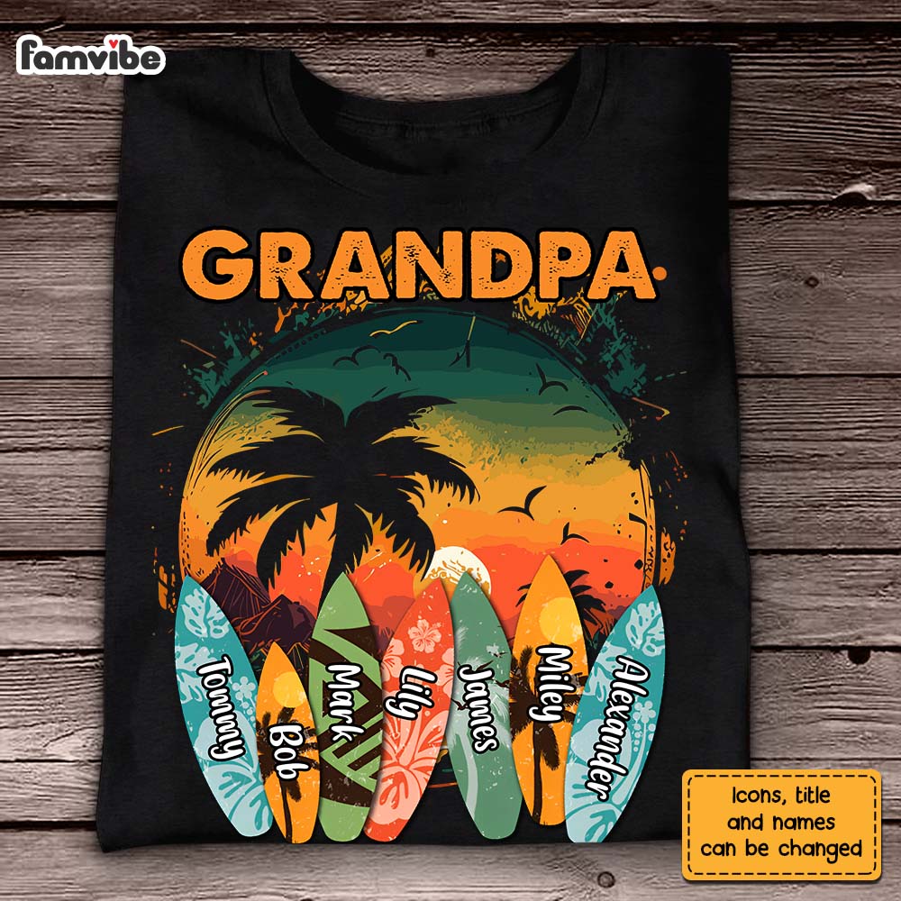 Personalized Gift For Grandpa Surfboards Summer Vacation Shirt Hoodie Sweatshirt 27563 Primary Mockup