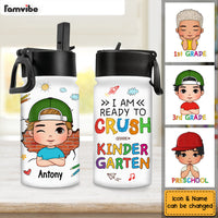 Personalized Gift For Grandson Ready To Crush Kindergarten Kids Water Bottle With Straw Lid 27249 27564 thumb 1