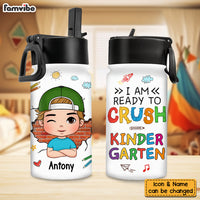 Personalized Gift For Grandson Ready To Crush Kindergarten Kids Water Bottle With Straw Lid 27249 27564 thumb 1