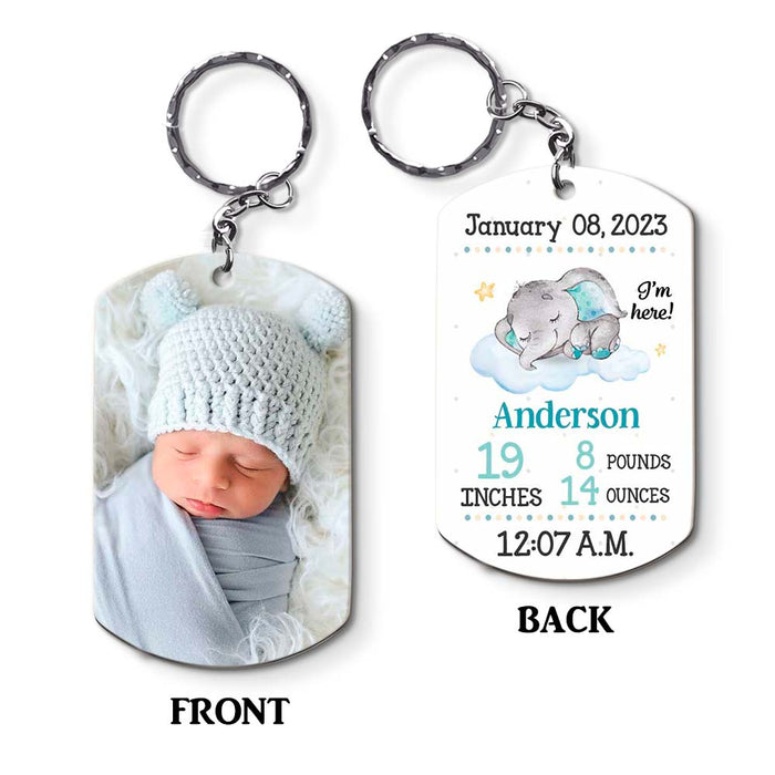 Personalized Newborn Baby Gift Photo Upload Aluminum Keychain 27568 1