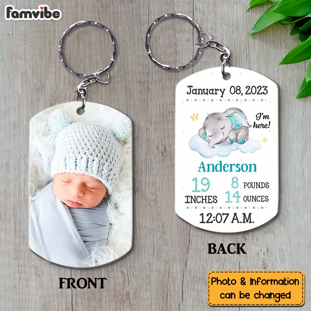 Personalized Newborn Baby Gift Photo Upload Aluminum Keychain 27568 Primary Mockup