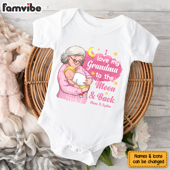 Personalized Gift For Baby Love Grandma To The Moon And Back Baby Onesie 27573 1
