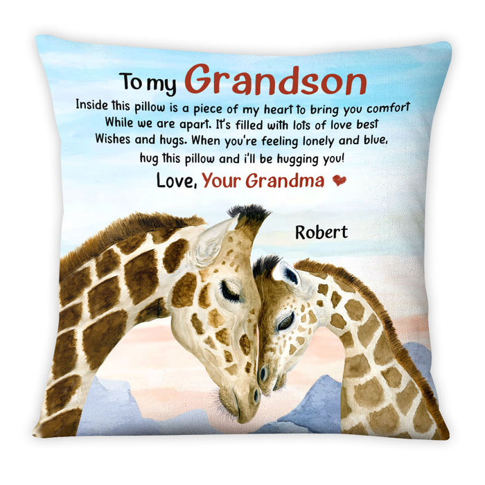 Personalized Gift For Grandson Giraffe Hug This Pillow 27576 1