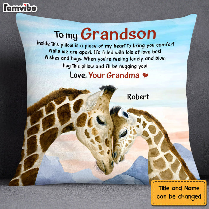Personalized Gift For Grandson Giraffe Hug This Pillow 27576 1