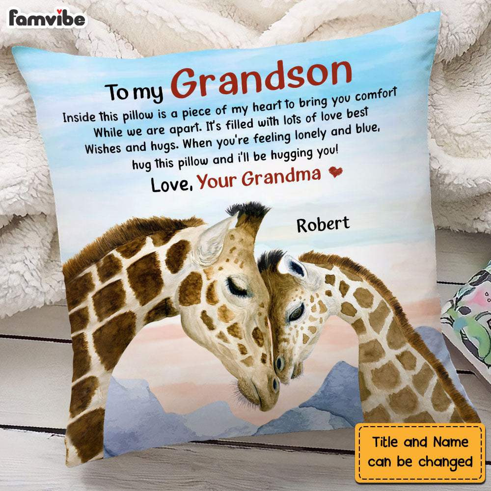 Personalized Gift For Grandson Giraffe Hug This Pillow 27576 Primary Mockup
