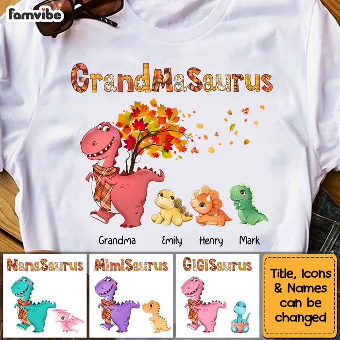 Personalized Gift For Grandma Grandmasaurus Fall Pattern Shirt - Hoodie - Sweatshirt 27577 1