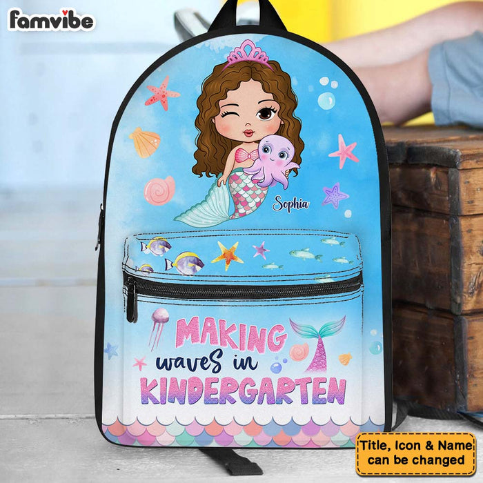 Personalized Birthday Gift For Granddaughter Making Waves Cute Mermaid BackPack 27585 1