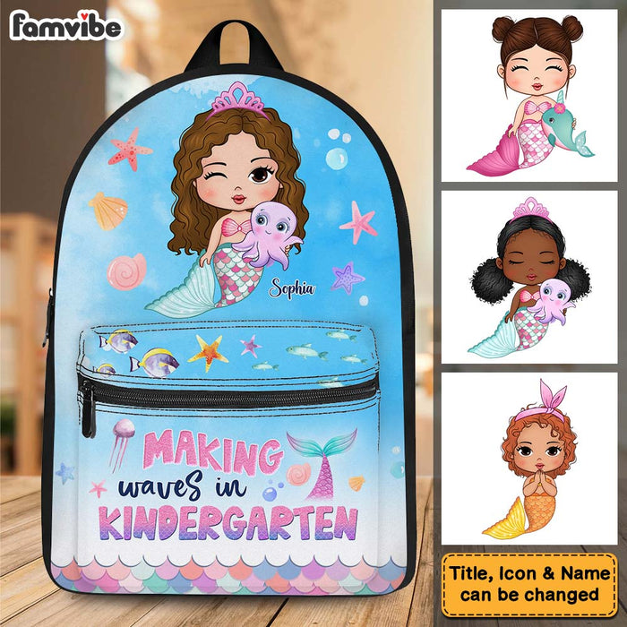 Personalized Birthday Gift For Granddaughter Making Waves Cute Mermaid BackPack 27585 1