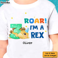 Personalized Birthday Gift For Grandson Cute Dino Roar I'm A Three Rex Kid T Shirt 27587 thumb 1