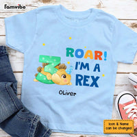 Personalized Birthday Gift For Grandson Cute Dino Roar I'm A Three Rex Kid T Shirt 27587 thumb 1
