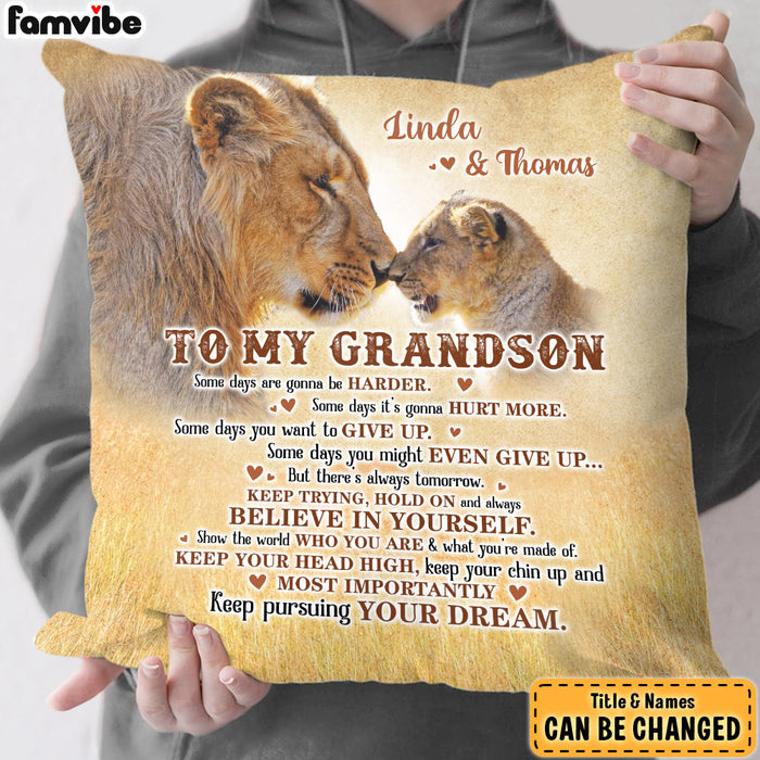 Personalized Gift For Grandson Lion Believe In Yourself Pillow 27596 1