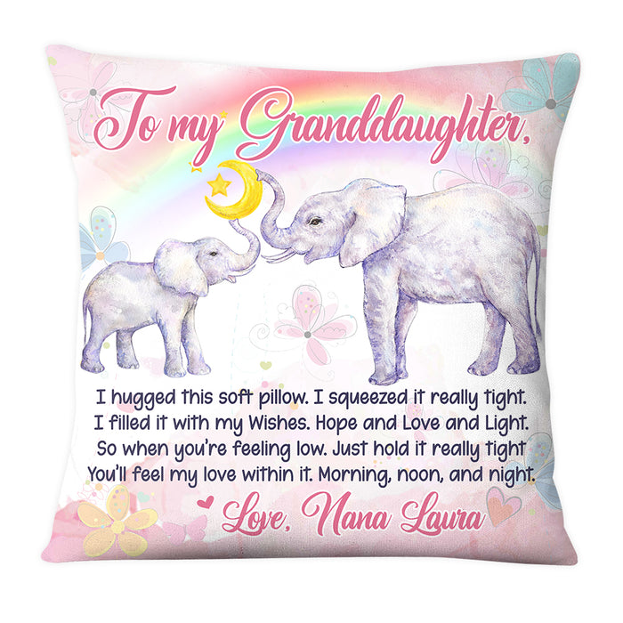 Personalized Gift For Granddaughter Elephant Rainbow Hug This Pillow 27598 1