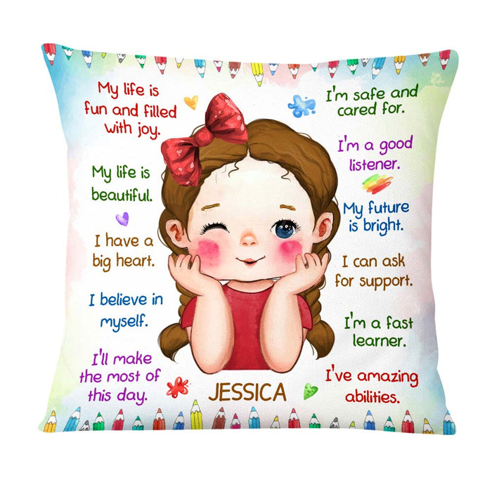 Personalized Gift For Granddaughter Positive Affirmations For Kids Pillow 27600 1