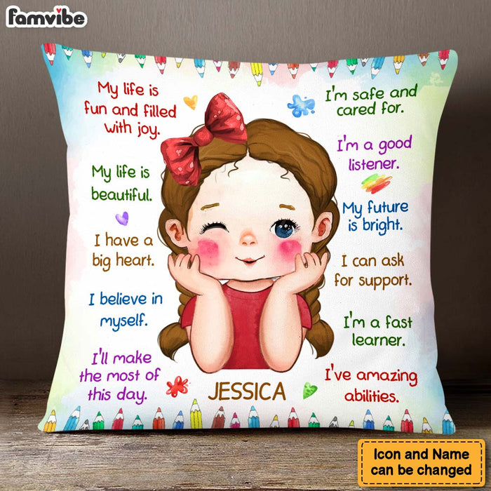 Personalized Gift For Granddaughter Positive Affirmations For Kids Pillow 27600 1