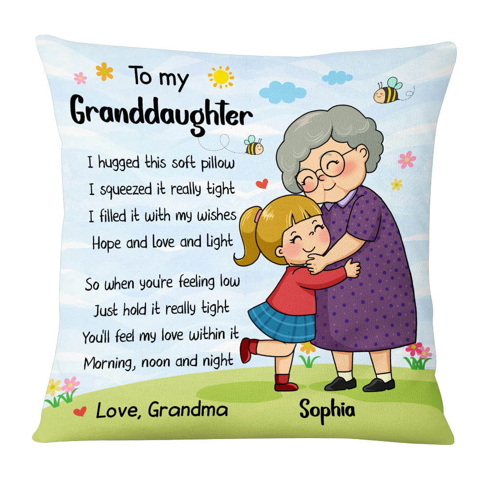 Personalized Gift For Cartoon Granddaughter Hug This Pillow 27606 Primary Mockup