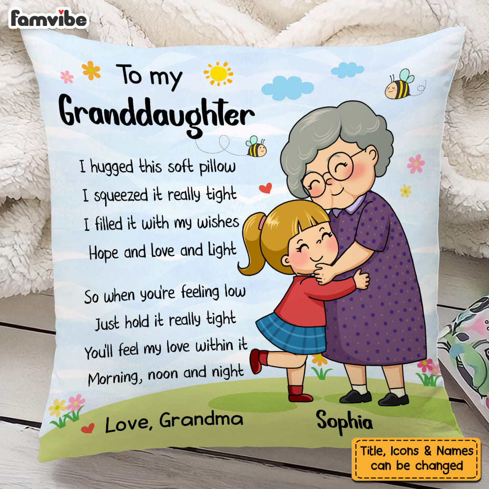 Personalized Gift For Cartoon Granddaughter Hug This Pillow 27606 Primary Mockup