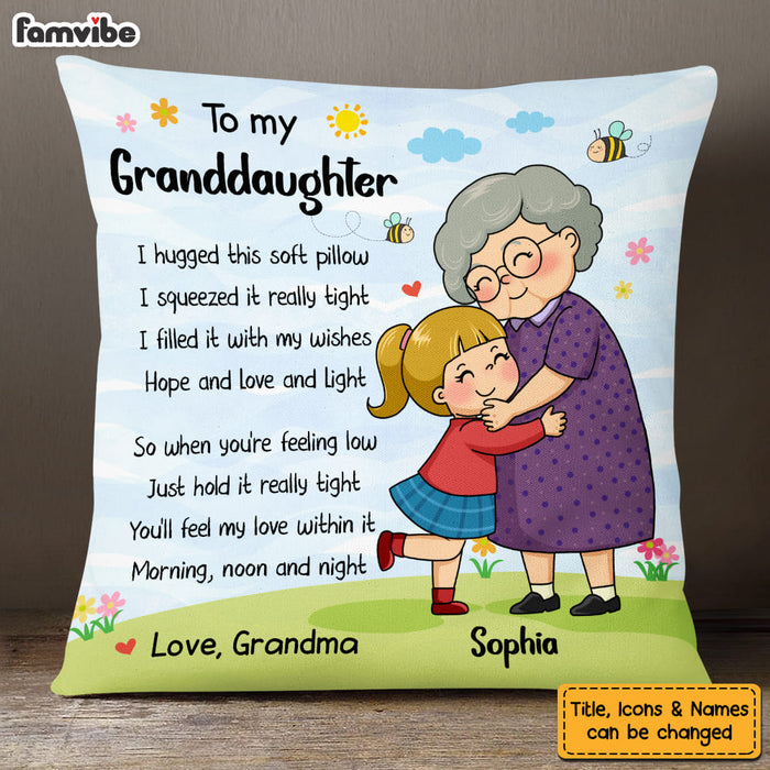 Personalized Gift For Cartoon Granddaughter Hug This Pillow 27606 1