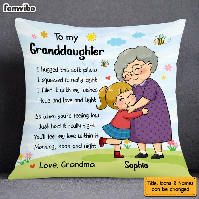 Personalized Gift For Cartoon Granddaughter Hug This Pillow 27606 1
