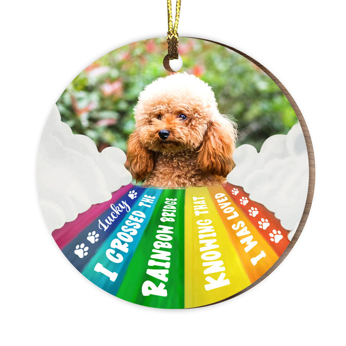 Personalized Dog Loss Memorial Gift Crossed The Rainbow Bridge Photo Circle Ornament 27610 1