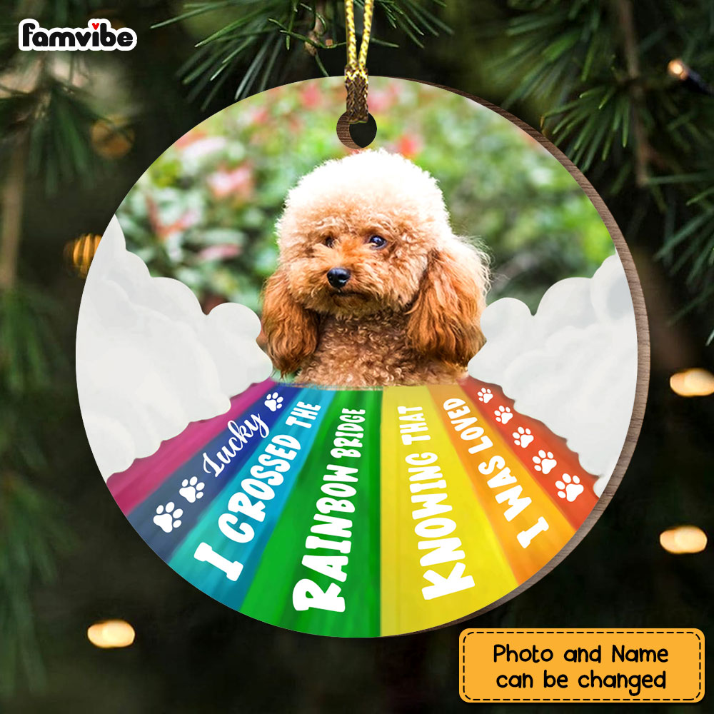 Personalized Dog Loss Memorial Gift Crossed The Rainbow Bridge Photo Circle Ornament 27610 Primary Mockup