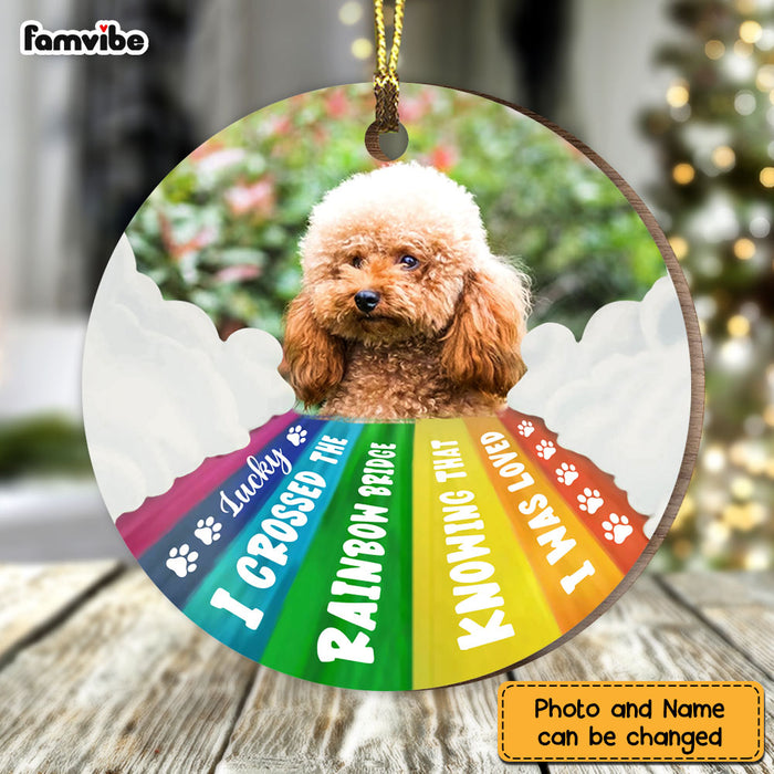 Personalized Dog Loss Memorial Gift Crossed The Rainbow Bridge Photo Circle Ornament 27610 1