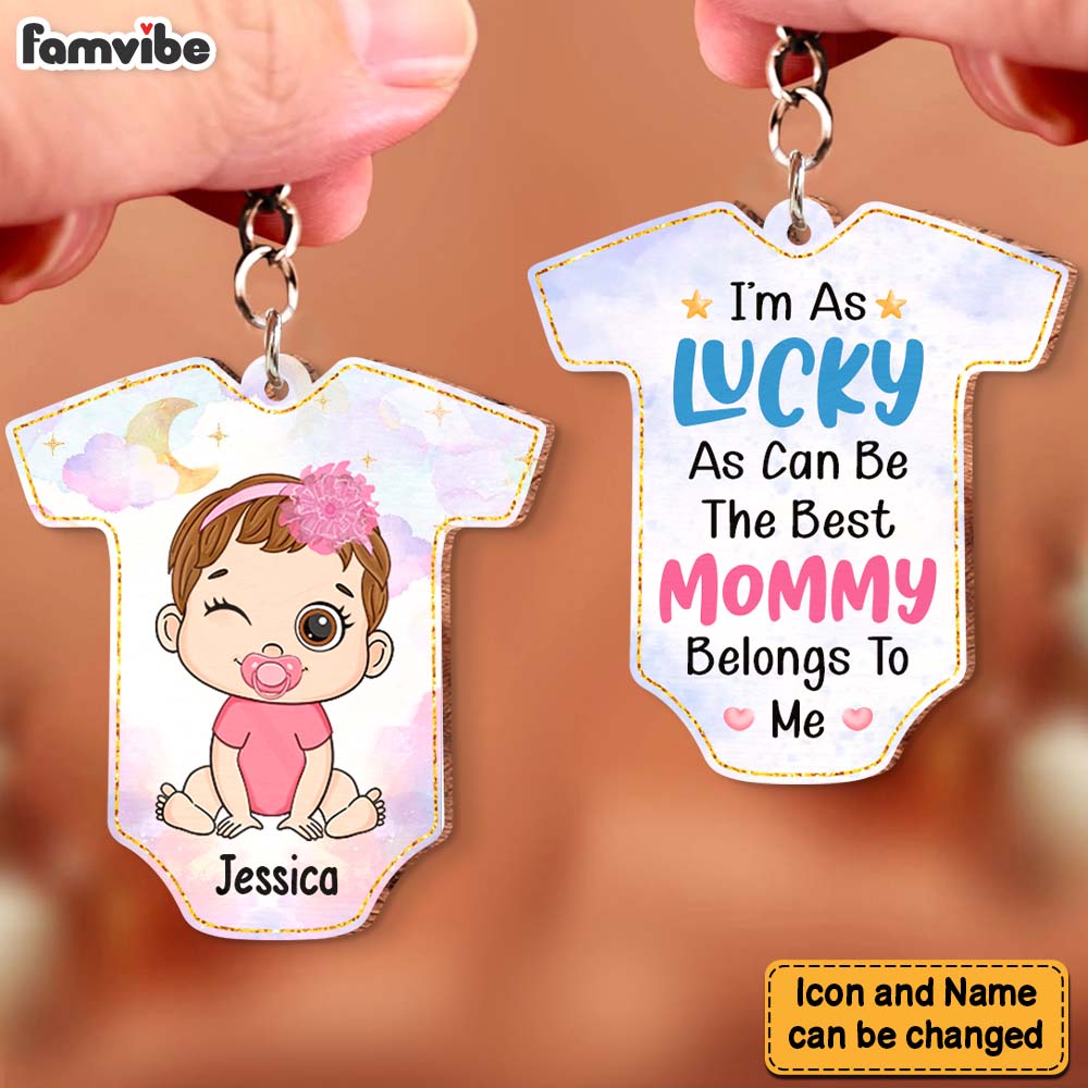 Personalized Gift For Baby Newborn I'm As Lucky As Can Be Wood Keychain 27620 Primary Mockup