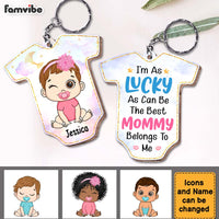Personalized Gift For Baby Newborn I'm As Lucky As Can Be Wood Keychain 27620 thumb 1