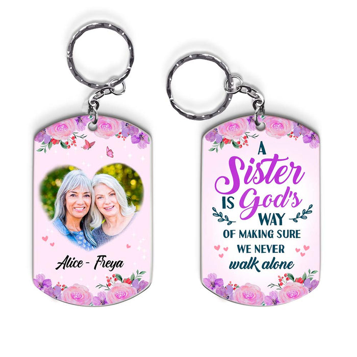 Personalized Custom Photo Gift Friends Sisters Aluminum Keychain 27624 1