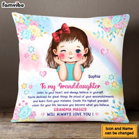 Personalized Gift For Granddaughter Watercolor Believe In Yourself Pillow 27625 thumb 1