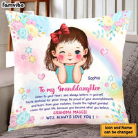 Personalized Gift For Granddaughter Watercolor Believe In Yourself Pillow 27625 thumb 1