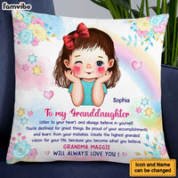 Personalized Gift For Granddaughter Watercolor Believe In Yourself Pillow 27625 thumb 1