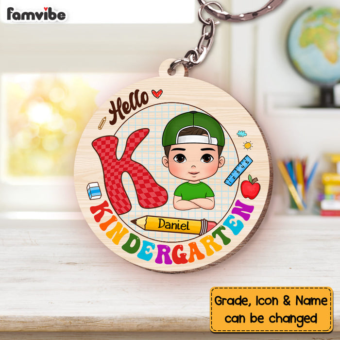 Personalized Gift For Grandson Back To School Wood Keychain 27634 1