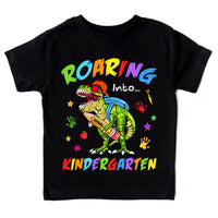 Personalized Back To School Gift For Grandson Roaring Dinosaur Kid T Shirt 27635 thumb 1