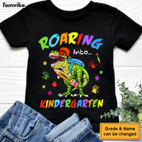 Personalized Back To School Gift For Grandson Roaring Dinosaur Kid T Shirt 27635 thumb 1