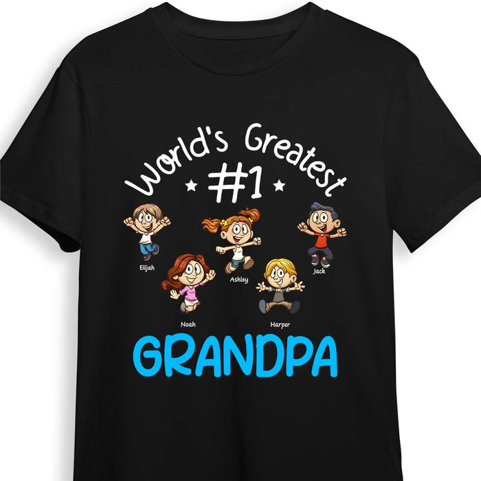 Personalized Gift For Grandpa Cartoon Kids World's Greatest #1 Grandpa Shirt - Hoodie - Sweatshirt 27639 1