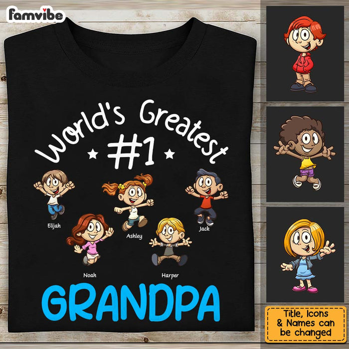 Personalized Gift For Grandpa Cartoon Kids World's Greatest #1 Grandpa Shirt - Hoodie - Sweatshirt 27639 1