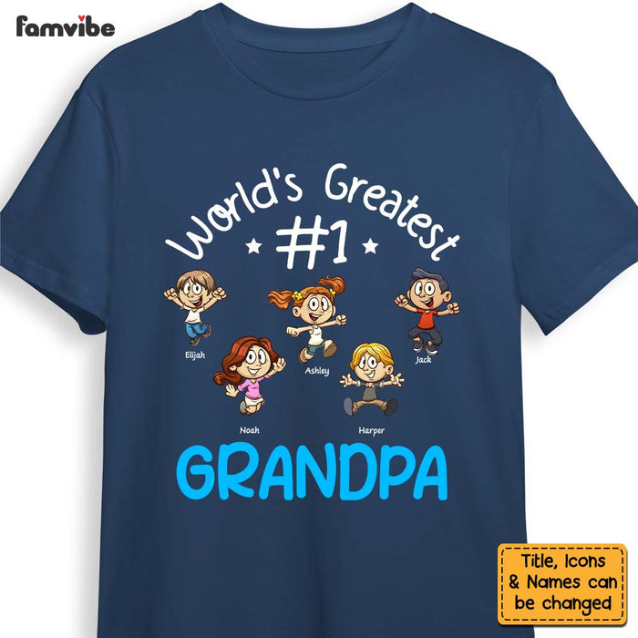 Personalized Gift For Grandpa Cartoon Kids World's Greatest #1 Grandpa Shirt - Hoodie - Sweatshirt 27639 1
