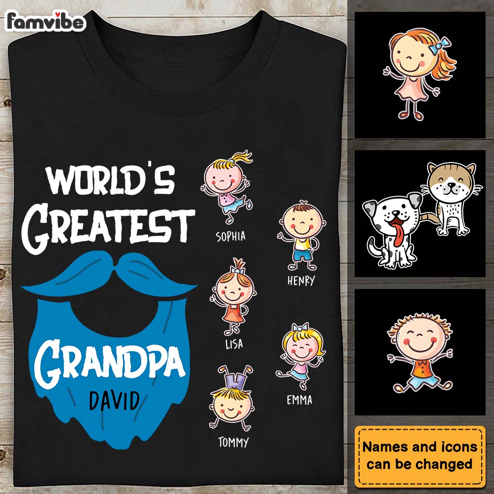 Personalized Girt For Grandpa Doodle Kids World's Greatest Grandpa Shirt Hoodie Sweatshirt 27641 Primary Mockup