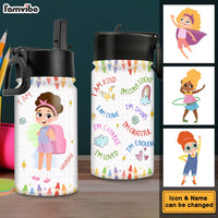 Personalized Gift For Granddaughter I Am Quote Custom Kid Kids Water Bottle With Straw Lid 27649 thumb 1