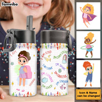 Personalized Gift For Granddaughter I Am Quote Custom Kid Kids Water Bottle With Straw Lid 27649 thumb 1
